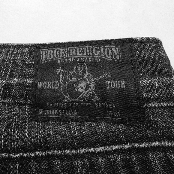 True Religion Skinny Jeans Low Rise Black Washed Distressed - Picture 5 of 11